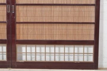 ビンテージ建具　最高級!!　石川県産　総漆塗り　涼しげな和の空間を演出する幅広葦戸2枚セット(引き戸、簾戸、簀戸、葭戸、夏障子、夏戸、御簾戸、すど、ヴィンテージ)(R-073918)