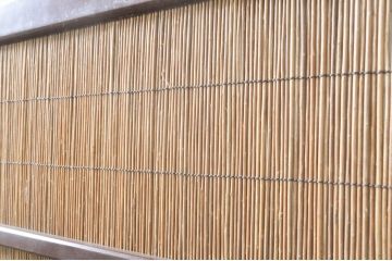 ビンテージ建具　最高級!!　石川県産　総漆塗り　涼しげな和の空間を演出する幅広葦戸2枚セット(引き戸、簾戸、簀戸、葭戸、夏障子、夏戸、御簾戸、すど、ヴィンテージ)(R-073918)