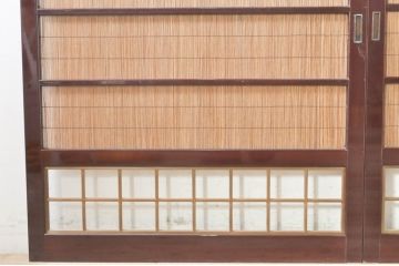 ビンテージ建具　最高級!!　石川県産　総漆塗り　涼しげな和の空間を演出する幅広葦戸2枚セット(引き戸、簾戸、簀戸、葭戸、夏障子、夏戸、御簾戸、すど、ヴィンテージ)(R-073918)