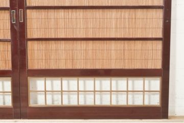 ビンテージ建具　最高級!!　石川県産　総漆塗り　涼しげな和の空間を演出する幅広葦戸2枚セット(引き戸、簾戸、簀戸、葭戸、夏障子、夏戸、御簾戸、すど、ヴィンテージ)(R-073918)
