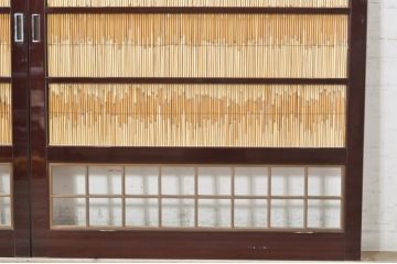 ビンテージ建具　最高級!!　石川県産　総漆塗り　涼しげな和の空間を演出する幅広葦戸2枚セット(引き戸、簾戸、簀戸、葭戸、夏障子、夏戸、御簾戸、すど、ヴィンテージ)(R-073919)