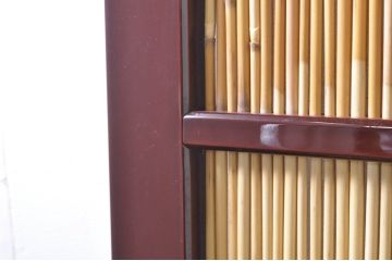 ビンテージ建具　最高級!!　石川県産　総漆塗り　涼しげな和の空間を演出する幅広葦戸2枚セット(引き戸、簾戸、簀戸、葭戸、夏障子、夏戸、御簾戸、すど、ヴィンテージ)(R-073919)