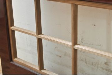 ビンテージ建具　最高級!!　石川県産　総漆塗り　涼しげな和の空間を演出する幅広葦戸2枚セット(引き戸、簾戸、簀戸、葭戸、夏障子、夏戸、御簾戸、すど、ヴィンテージ)(R-073919)