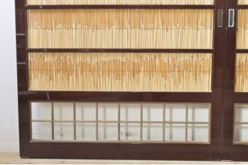 ビンテージ建具　最高級!!　石川県産　総漆塗り　涼しげな和の空間を演出する幅広葦戸2枚セット(引き戸、簾戸、簀戸、葭戸、夏障子、夏戸、御簾戸、すど、ヴィンテージ)(R-073919)