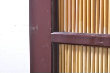 ビンテージ建具　最高級!!　石川県産　総漆塗り　涼しげな和の空間を演出する幅広葦戸2枚セット(引き戸、簾戸、簀戸、葭戸、夏障子、夏戸、御簾戸、すど、ヴィンテージ)(R-073920)