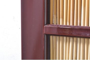 ビンテージ建具　最高級!!　石川県産　総漆塗り　涼しげな和の空間を演出する幅広葦戸2枚セット(引き戸、簾戸、簀戸、葭戸、夏障子、夏戸、御簾戸、すど、ヴィンテージ)(R-073920)