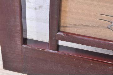 ビンテージ建具　最高級!!　石川県産　総漆塗り　透かし彫り入り　腰板の水鳥笹図が涼しげな和の空間を演出する夏戸2枚セット(引き戸、簾戸、簀戸、葭戸、夏障子、御簾戸、すど、ヴィンテージ)(R-073925)