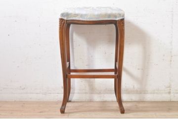 中古　イギリス製　ビーチ材　細部までこだわりあるデザインが素敵なハイスツール(カウンターチェア、カウンタースツール、椅子、イス、ヴィンテージ、英国)(R-073927)