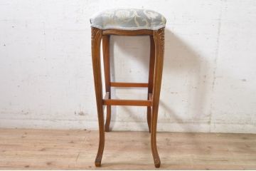 中古　イギリス製　ビーチ材　細部までこだわりあるデザインが素敵なハイスツール(カウンターチェア、カウンタースツール、椅子、イス、ヴィンテージ、英国)(R-073927)
