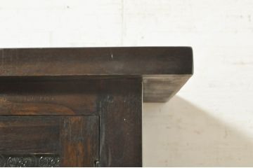 アジアンビンテージ　チーク材　デザインガラスが目を惹くお洒落なサイドボード(サイドキャビネット、収納棚、戸棚、引き出し、ヴィンテージ)(R-073933)