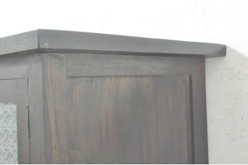 アジアンビンテージ　チーク材　デザインガラスが目を惹くお洒落なサイドボード(サイドキャビネット、収納棚、戸棚、引き出し、ヴィンテージ)(R-073933)