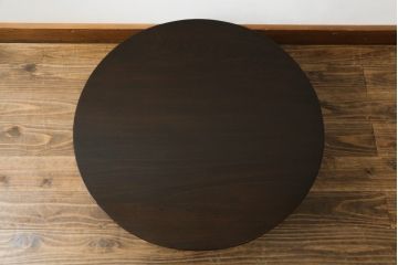 和製アンティーク　栓材　趣のある佇まいが魅力的な丸型ちゃぶ台(折りたたみテーブル、座卓、ローテーブル)(R-073938)