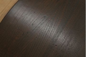 和製アンティーク　栓材　趣のある佇まいが魅力的な丸型ちゃぶ台(折りたたみテーブル、座卓、ローテーブル)(R-073938)