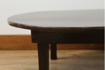 和製アンティーク　栓材　趣のある佇まいが魅力的な丸型ちゃぶ台(折りたたみテーブル、座卓、ローテーブル)(R-073938)