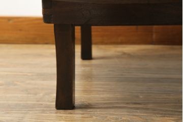 和製アンティーク　栓材　趣のある佇まいが魅力的な丸型ちゃぶ台(折りたたみテーブル、座卓、ローテーブル)(R-073938)