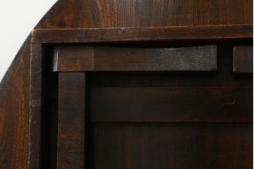 和製アンティーク　栓材　趣のある佇まいが魅力的な丸型ちゃぶ台(折りたたみテーブル、座卓、ローテーブル)(R-073938)