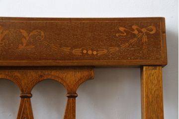 イタリアアンティーク　マホガニー材　象嵌入り　品のある佇まいが魅力的なマーケットリーアームチェア2脚セット(ダイニングチェア、椅子、イス)(R-073939)
