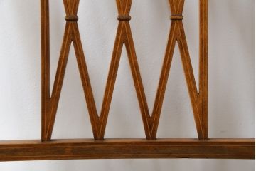 イタリアアンティーク　マホガニー材　象嵌入り　品のある佇まいが魅力的なマーケットリーアームチェア2脚セット(ダイニングチェア、椅子、イス)(R-073939)