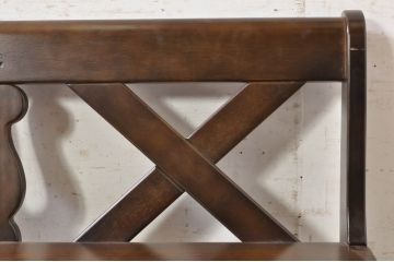 中古　希少な絶版品　カリモク家具(karimoku)　ルスティック(RUSTIC)　カントリースタイルの空間づくりにおすすめな2人掛けベンチ(長椅子、板座チェア)(R-073942)