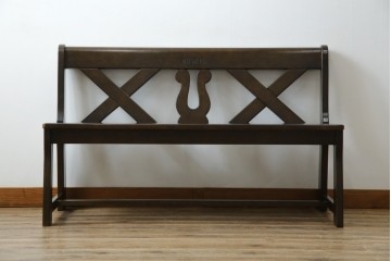 中古　希少な絶版品!　カリモク家具(karimoku)　ルスティック(RUSTIC)　ダッチカントリースタイルの2人掛けダイニングベンチ　(R-073942)