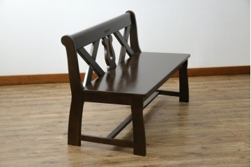 中古　希少な絶版品!　カリモク家具(karimoku)　ルスティック(RUSTIC)　ダッチカントリースタイルの2人掛けダイニングベンチ　(R-073942)