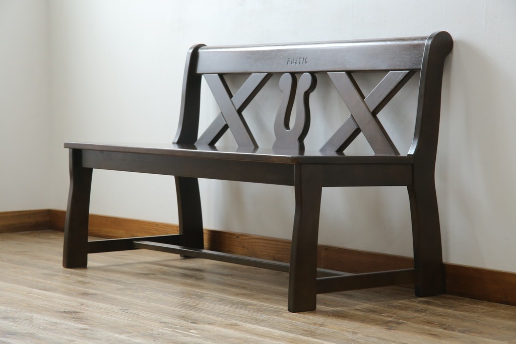 中古　希少な絶版品!　カリモク家具(karimoku)　ルスティック(RUSTIC)　ダッチカントリースタイルの2人掛けダイニングベンチ　(R-073942)