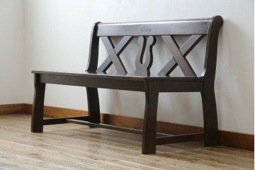 中古　希少な絶版品!　カリモク家具(karimoku)　ルスティック(RUSTIC)　ダッチカントリースタイルの2人掛けダイニングベンチ　(R-073942)