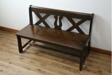 中古　希少な絶版品!　カリモク家具(karimoku)　ルスティック(RUSTIC)　ダッチカントリースタイルの2人掛けダイニングベンチ　(R-073942)