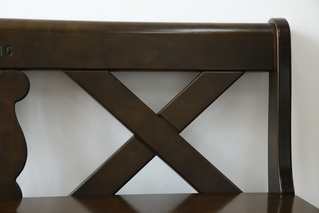 中古　希少な絶版品!　カリモク家具(karimoku)　ルスティック(RUSTIC)　ダッチカントリースタイルの2人掛けダイニングベンチ　(R-073942)