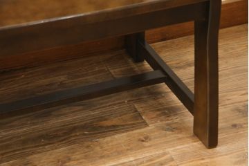 中古　希少な絶版品　カリモク家具(karimoku)　ルスティック(RUSTIC)　カントリースタイルの空間づくりにおすすめな2人掛けベンチ(長椅子、板座チェア)(R-073943)