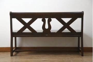 中古　希少な絶版品　カリモク家具(karimoku)　ルスティック(RUSTIC)　カントリースタイルの空間づくりにおすすめな2人掛けベンチ(長椅子、板座チェア)(R-073943)
