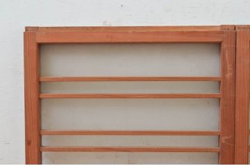 アンティーク建具　和モダンな雰囲気づくりにおすすめの横桟窓2枚セット(ガラス戸、引き戸、ガラス窓)(R-073945)
