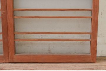 アンティーク建具　和モダンな雰囲気づくりにおすすめの横桟窓2枚セット(ガラス戸、引き戸、ガラス窓)(R-073945)