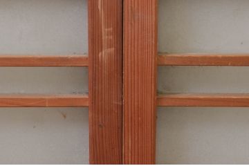 アンティーク建具　和モダンな雰囲気づくりにおすすめの横桟窓2枚セット(ガラス戸、引き戸、ガラス窓)(R-073945)