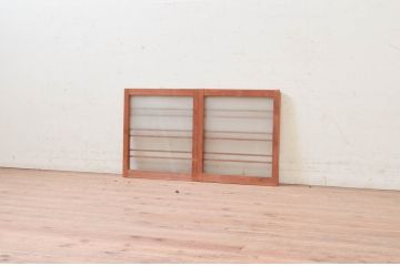 アンティーク建具　和モダンな雰囲気づくりにおすすめの横桟窓2枚セット(ガラス戸、引き戸、ガラス窓)(R-073945)