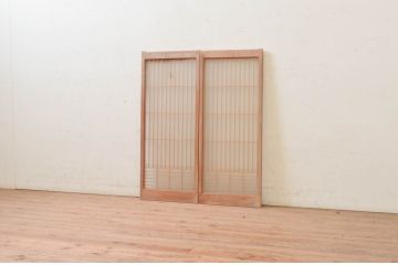 ビンテージ建具　両面ガラス　お洒落な雰囲気を演出する書院戸2枚セット(引き戸、ガラス戸、窓、ヴィンテージ)(R-073947)
