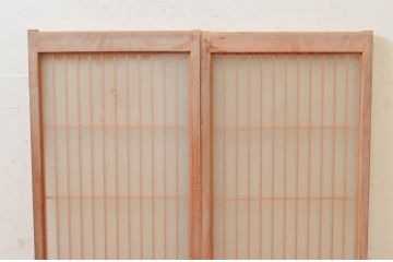 ビンテージ建具　両面ガラス　お洒落な雰囲気を演出する書院戸2枚セット(引き戸、ガラス戸、窓、ヴィンテージ)(R-073947)