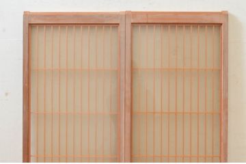 ビンテージ建具　両面ガラス　お洒落な雰囲気を演出する書院戸2枚セット(引き戸、ガラス戸、窓、ヴィンテージ)(R-073947)