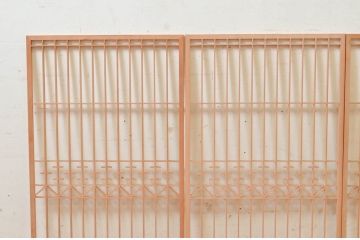 ビンテージ建具　珍しい透かし彫り入り　繊細な松竹梅デザインの意匠が素晴らしい書院戸4枚セット(引き戸、ガラス戸、窓、ヴィンテージ)(R-073948)