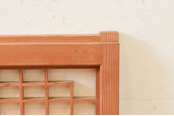 ビンテージ建具　組子のデザインがお洒落な障子付き書院戸4枚セット(障子戸、窓、引き戸、ヴィンテージ)(R-073949)