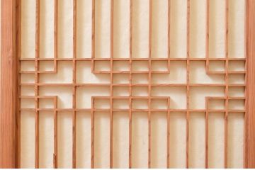 ビンテージ建具　組子のデザインがお洒落な障子付き書院戸4枚セット(障子戸、窓、引き戸、ヴィンテージ)(R-073949)