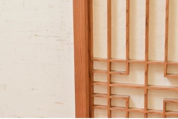 ビンテージ建具　組子のデザインがお洒落な障子付き書院戸4枚セット(障子戸、窓、引き戸、ヴィンテージ)(R-073949)