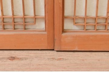 ビンテージ建具　組子のデザインがお洒落な障子付き書院戸4枚セット(障子戸、窓、引き戸、ヴィンテージ)(R-073949)