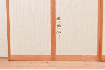 ビンテージ建具　組子のデザインがお洒落な障子付き書院戸4枚セット(障子戸、窓、引き戸、ヴィンテージ)(R-073949)
