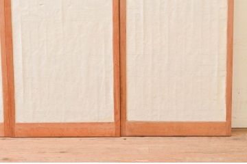 ビンテージ建具　組子のデザインがお洒落な障子付き書院戸4枚セット(障子戸、窓、引き戸、ヴィンテージ)(R-073949)