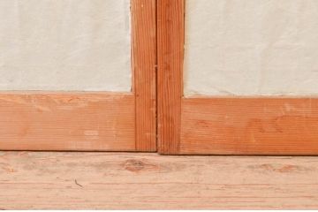 ビンテージ建具　組子のデザインがお洒落な障子付き書院戸4枚セット(障子戸、窓、引き戸、ヴィンテージ)(R-073949)