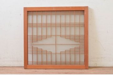 ビンテージ建具　片面ガラス　和モダンな空間を演出する格子入りフィックス窓1枚(嵌め殺し、ガラス窓、FIX窓、ヴィンテージ)(R-073950)