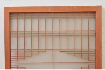 ビンテージ建具　片面ガラス　和モダンな空間を演出する格子入りフィックス窓1枚(嵌め殺し、ガラス窓、FIX窓、ヴィンテージ)(R-073950)