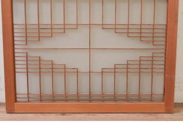 ビンテージ建具　片面ガラス　和モダンな空間を演出する格子入りフィックス窓1枚(嵌め殺し、ガラス窓、FIX窓、ヴィンテージ)(R-073950)