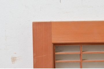 ビンテージ建具　片面ガラス　和モダンな空間を演出する格子入りフィックス窓1枚(嵌め殺し、ガラス窓、FIX窓、ヴィンテージ)(R-073950)